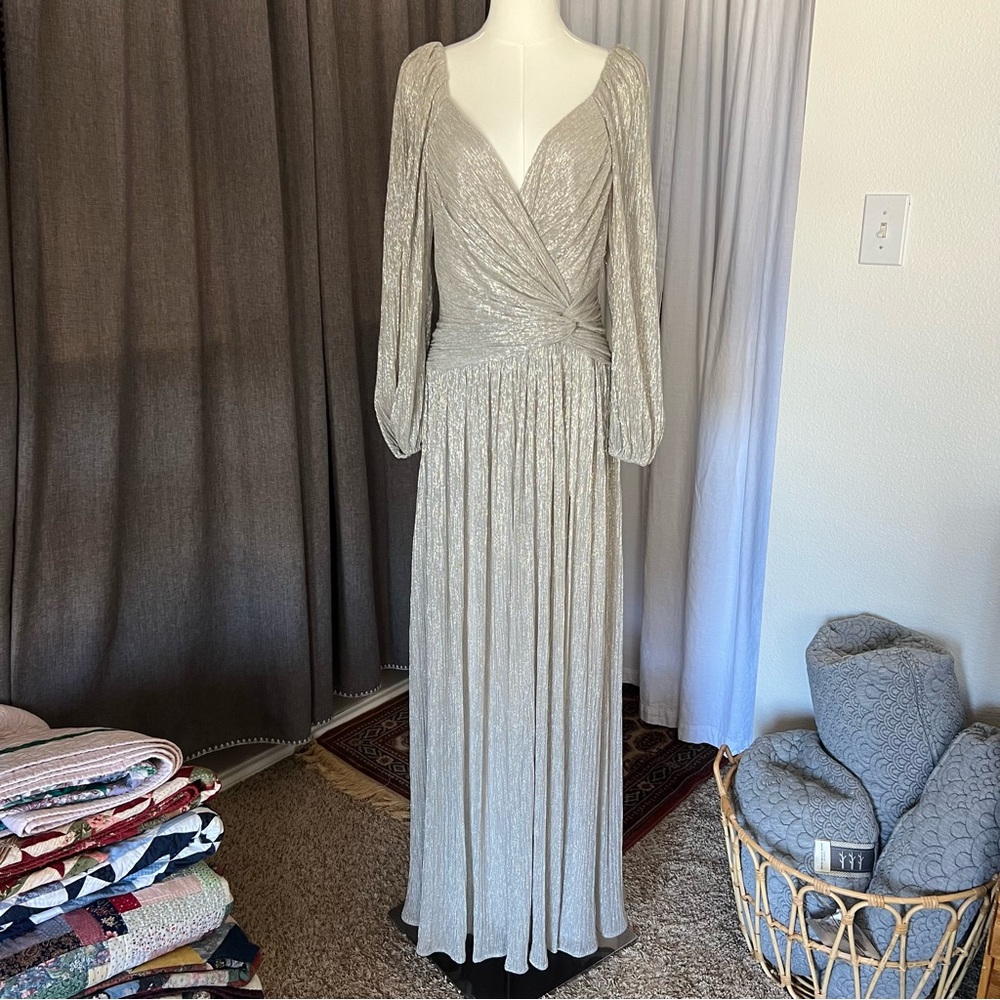 JONATHAN SIMKHAI Adele Twist-Front Plissé-Lamé Gown - Picture 11 of 14